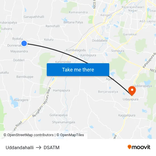 Uddandahalli to DSATM map