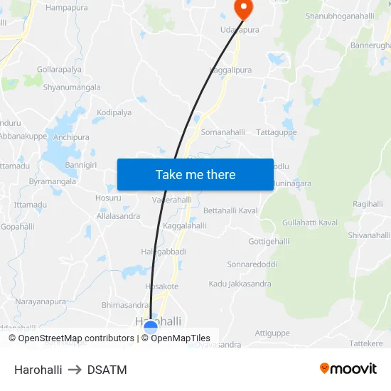 Harohalli to DSATM map