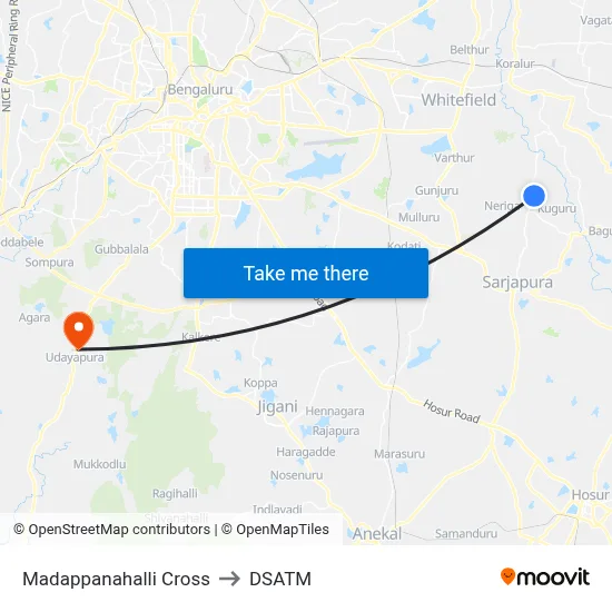 Madappanahalli Cross to DSATM map