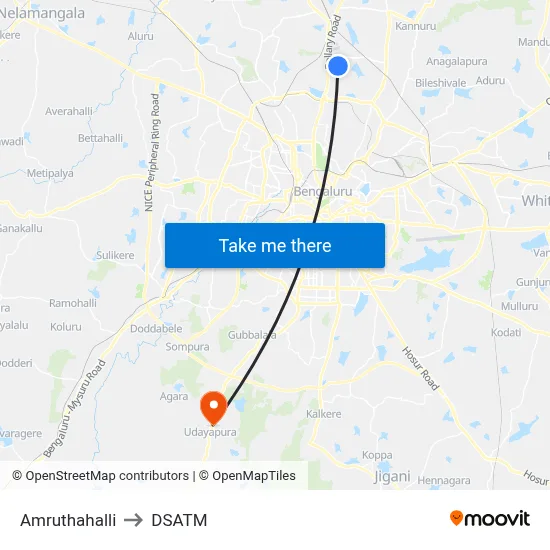 Amruthahalli to DSATM map