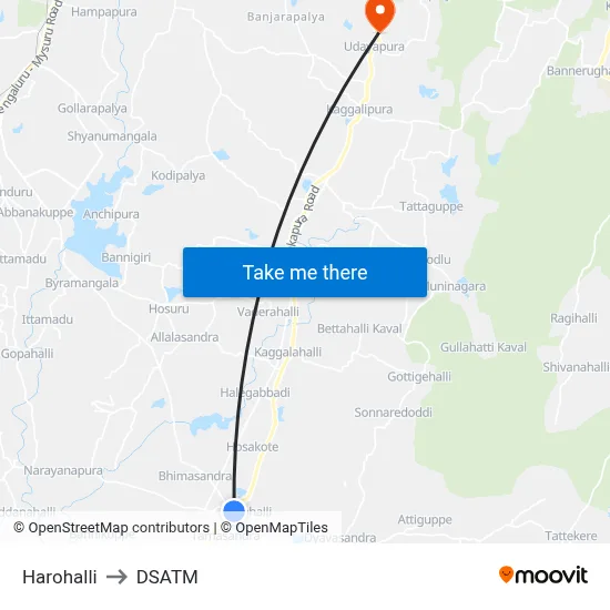 Harohalli to DSATM map