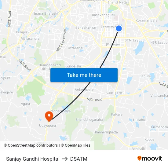 Sanjay Gandhi Hospital to DSATM map
