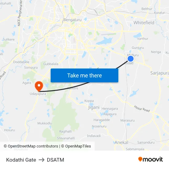Kodathi Gate to DSATM map