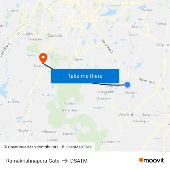 Ramakrishnapura Gate to DSATM map