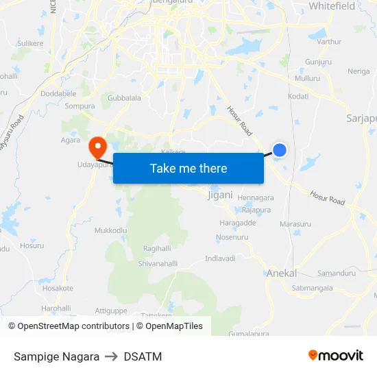 Sampige Nagara to DSATM map