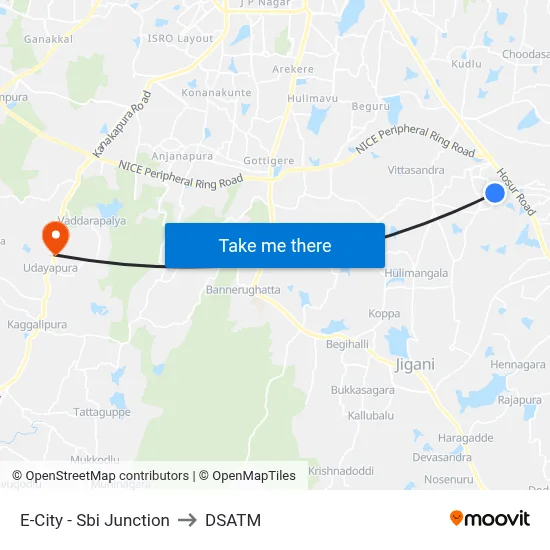 E-City - Sbi Junction to DSATM map