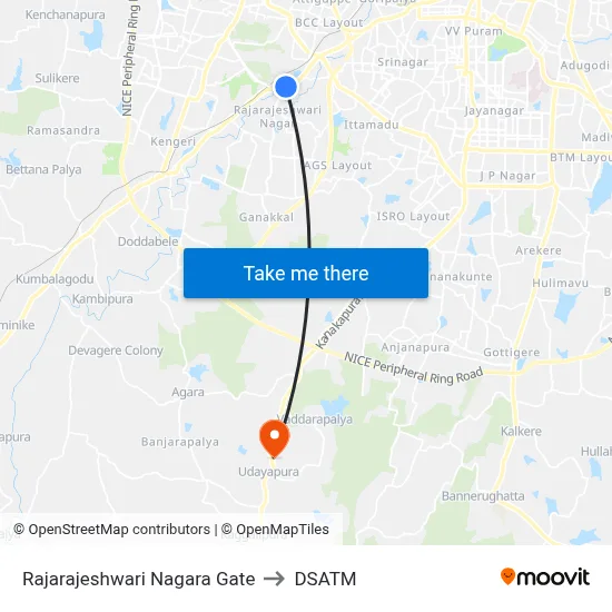 Rajarajeshwari Nagara Gate to DSATM map