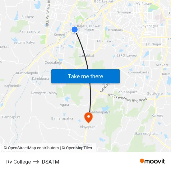 Rv College to DSATM map