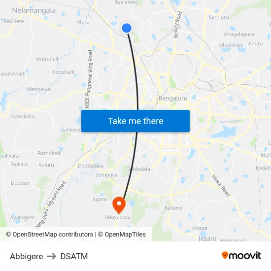 Abbigere to DSATM map