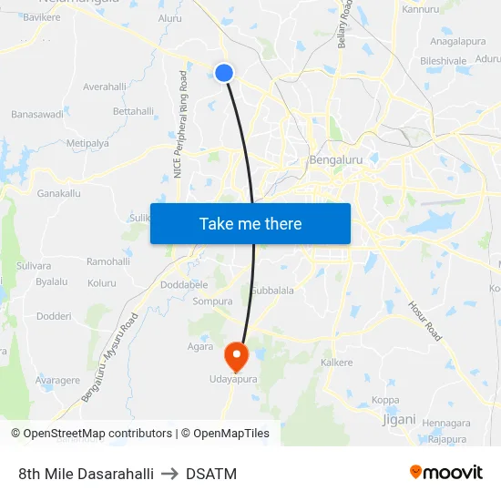 8th Mile Dasarahalli to DSATM map