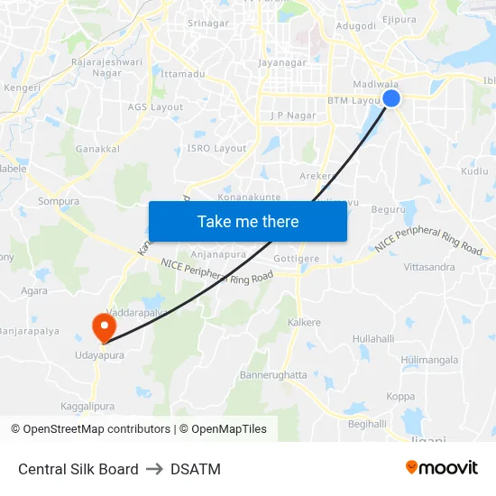 Central Silk Board to DSATM map