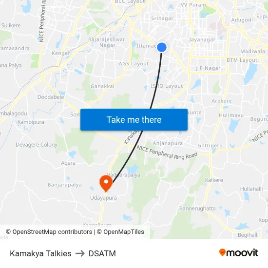 Kamakya Talkies to DSATM map