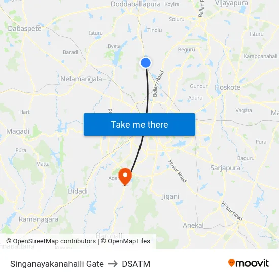 Singanayakanahalli Gate to DSATM map