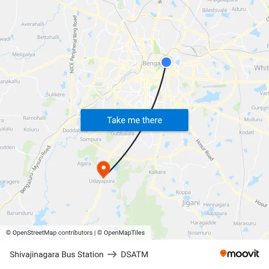 Shivajinagara Bus Station to DSATM map