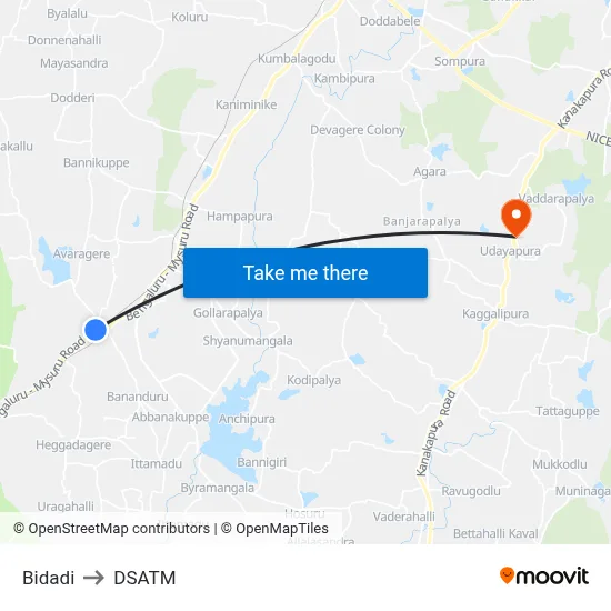 Bidadi to DSATM map
