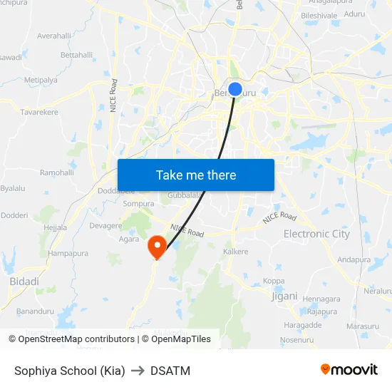 Sophiya School (Kia) to DSATM map