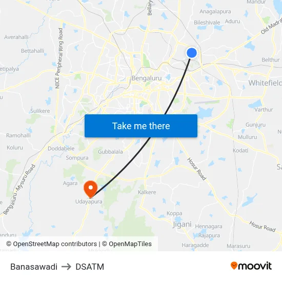 Banasawadi to DSATM map