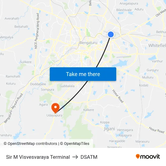Sir M Visvesvaraya Terminal to DSATM map
