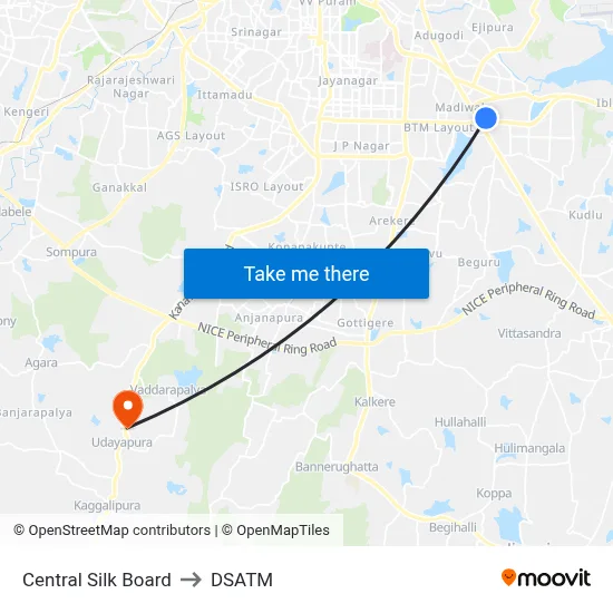 Central Silk Board to DSATM map