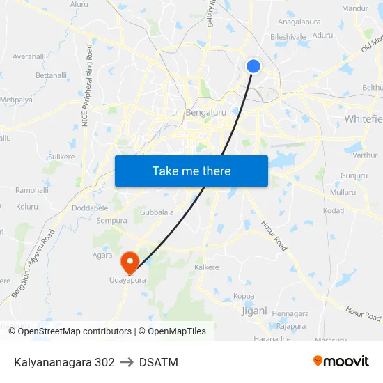 Kalyananagara 302 to DSATM map