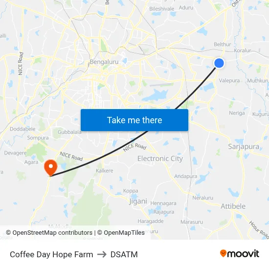 Coffee Day Hope Farm to DSATM map