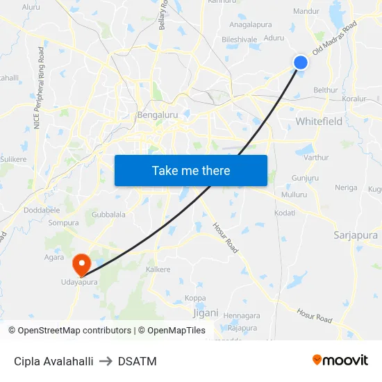 Cipla Avalahalli to DSATM map