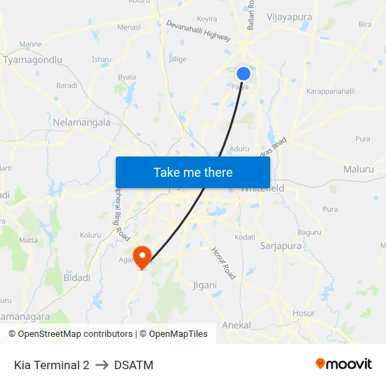 Kia Terminal 2 to DSATM map