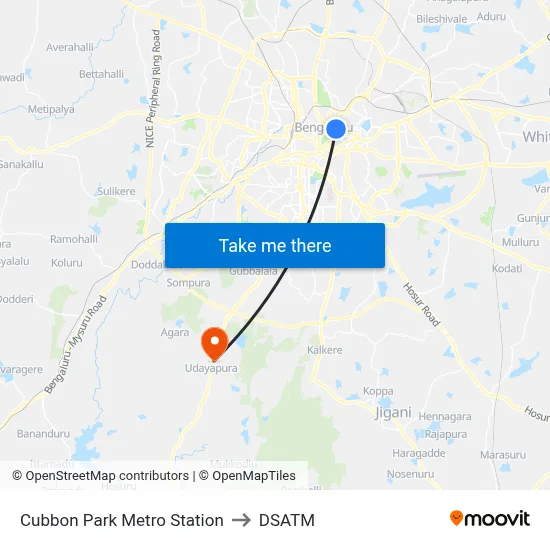 Cubbon Park Metro Station to DSATM map