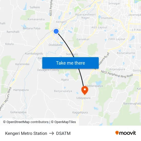 Kengeri Metro Station to DSATM map