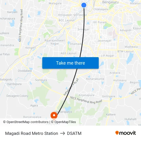 Magadi Road Metro Station to DSATM map