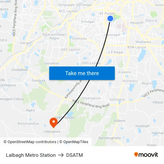 Lalbagh Metro Station to DSATM map