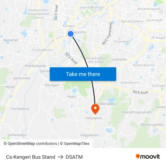 Cs-Kengeri Bus Stand to DSATM map