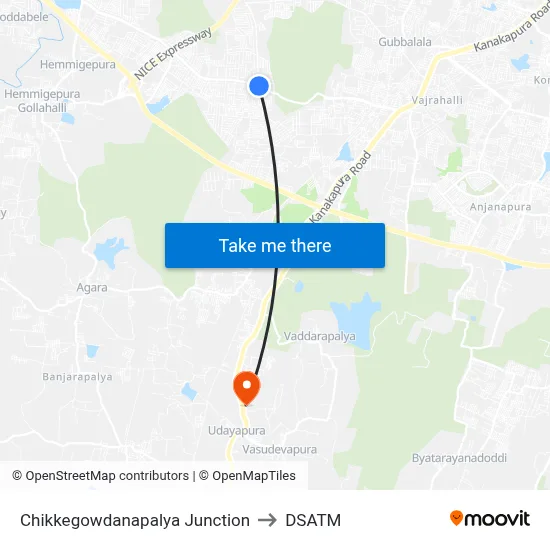 Chikkegowdanapalya Junction to DSATM map