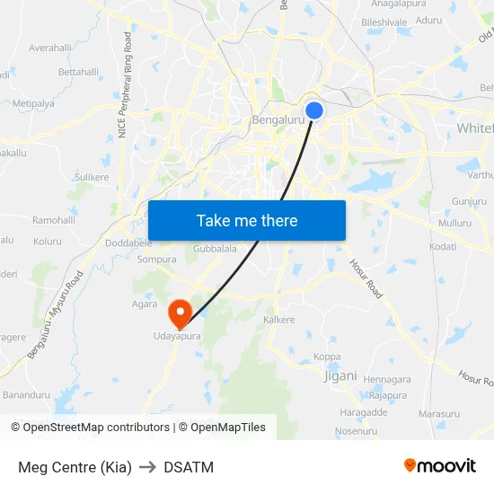 Meg Centre (Kia) to DSATM map