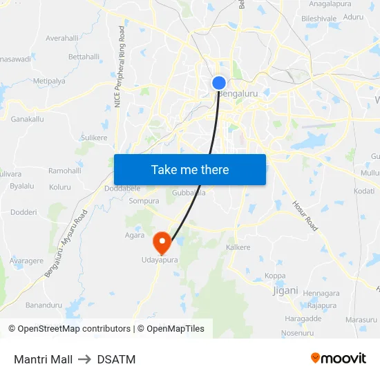 Mantri Mall to DSATM map