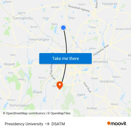 Presidency University to DSATM map