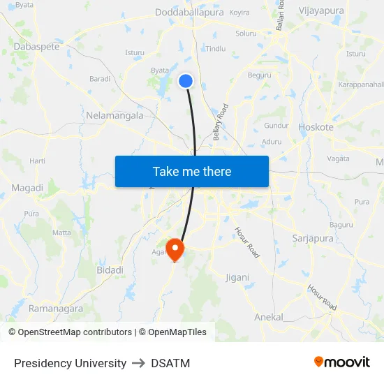 Presidency University to DSATM map