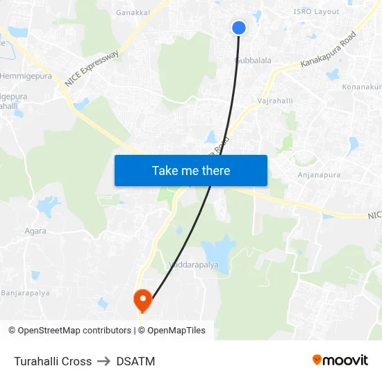 Turahalli Cross to DSATM map