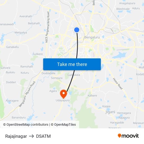 Rajajinagar to DSATM map