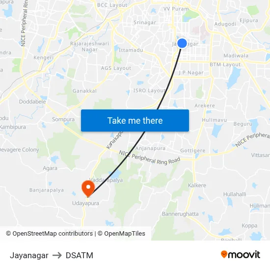 Jayanagar to DSATM map