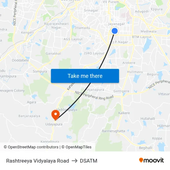 Rashtreeya Vidyalaya Road to DSATM map