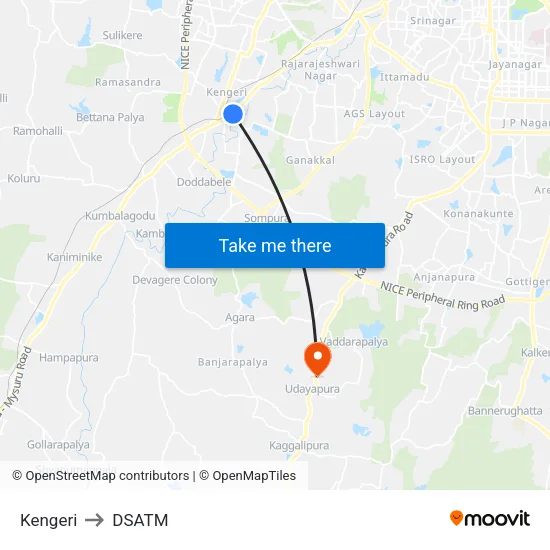 Kengeri to DSATM map