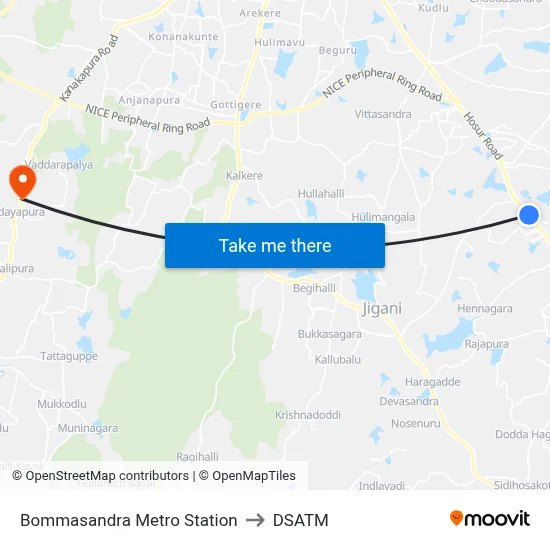 Bommasandra Metro Station to DSATM map