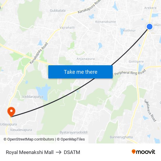 Royal Meenakshi Mall to DSATM map