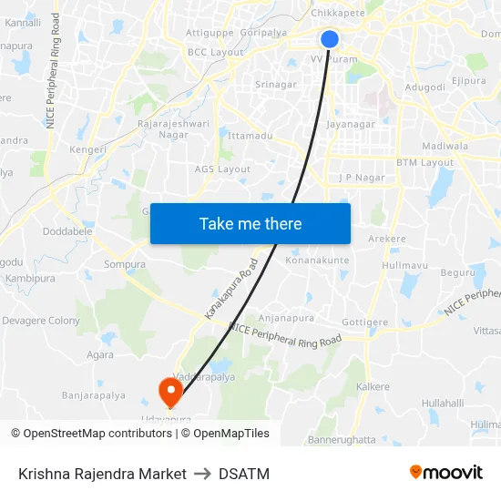 Krishna Rajendra Market to DSATM map