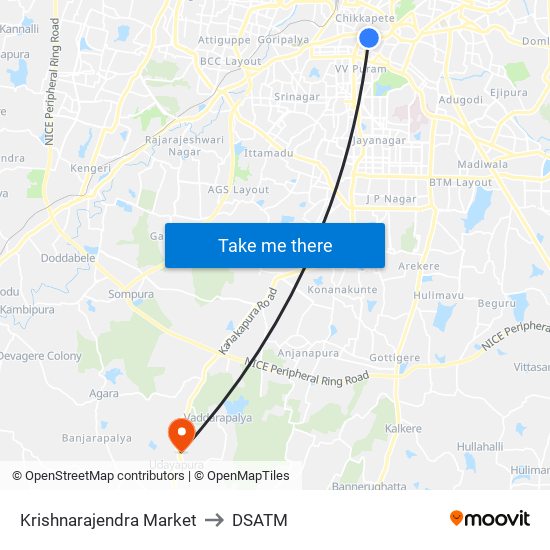 Krishnarajendra Market to DSATM map