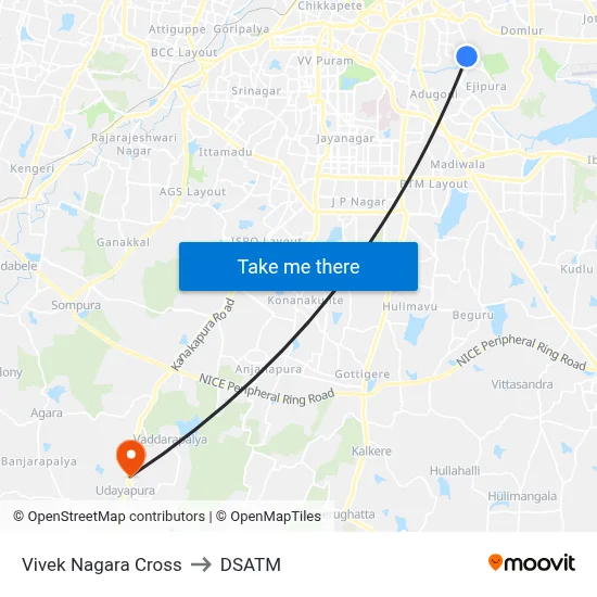 Vivek Nagara Cross to DSATM map