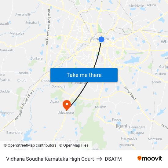 Vidhana Soudha Karnataka High Court to DSATM map