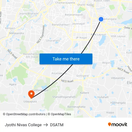 Jyothi Nivas College to DSATM map