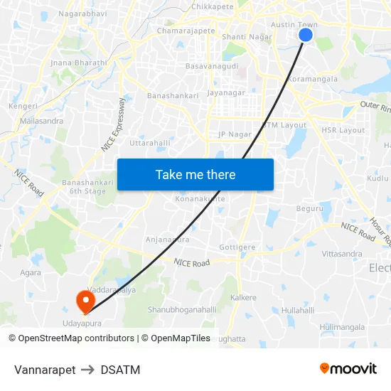 Vannarapet to DSATM map
